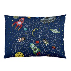 Cat Cosmos Cosmonaut Rocket Pillow Case by Salman4z