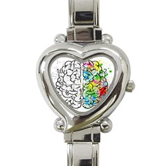 Brain Mind Psychology Idea Drawing Heart Italian Charm Watch by Salman4z