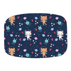 Cute Astronaut Cat With Star Galaxy Elements Seamless Pattern Mini Square Pill Box by Salman4z