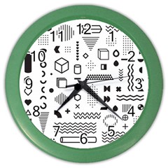 Pattern Hipster Abstract Form Geometric Line Variety Shapes Polkadots Fashion Style Seamless Color Wall Clock by Salman4z