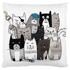 Cute Cat Hand Drawn Cartoon Style Large Cushion Case (one Side) by Salman4z