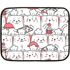 Cute Cat Chef Cooking Seamless Pattern Cartoon Fleece Blanket (mini) by Salman4z