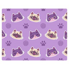 Cute Colorful Cat Kitten With Paw Yarn Ball Seamless Pattern Two Sides Premium Plush Fleece Blanket (medium) by Salman4z