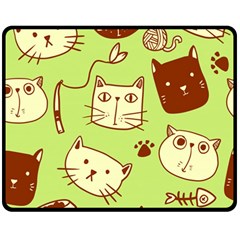 Cute Hand Drawn Cat Seamless Pattern Two Sides Fleece Blanket (medium) by Salman4z