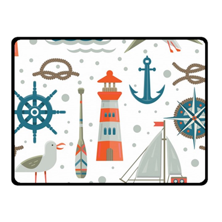 Nautical Elements Pattern Background Fleece Blanket (Small)