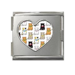 Cat Kitten Seamless Pattern Mega Link Heart Italian Charm (18mm) by Salman4z