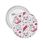 Cute Animal Seamless Pattern Kawaii Doodle Style 2.25  Buttons Front