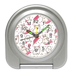 Cute Animal Seamless Pattern Kawaii Doodle Style Travel Alarm Clock by Salman4z