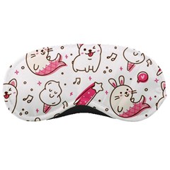 Cute Animal Seamless Pattern Kawaii Doodle Style Sleeping Mask by Salman4z