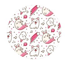 Cute Animal Seamless Pattern Kawaii Doodle Style Mini Round Pill Box by Salman4z