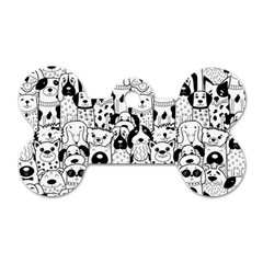 Seamless-pattern-with-black-white-doodle-dogs Dog Tag Bone (one Side) by Salman4z