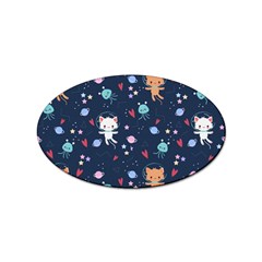 Cute-astronaut-cat-with-star-galaxy-elements-seamless-pattern Sticker Oval (100 Pack) by Salman4z