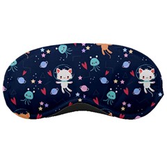 Cute-astronaut-cat-with-star-galaxy-elements-seamless-pattern Sleeping Mask by Salman4z