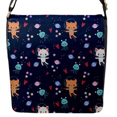 Cute-astronaut-cat-with-star-galaxy-elements-seamless-pattern Flap Closure Messenger Bag (s) by Salman4z