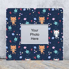 Cute-astronaut-cat-with-star-galaxy-elements-seamless-pattern White Wall Photo Frame 5  X 7  by Salman4z