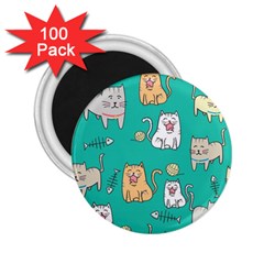 Seamless-pattern-cute-cat-cartoon-with-hand-drawn-style 2 25  Magnets (100 Pack)  by Salman4z