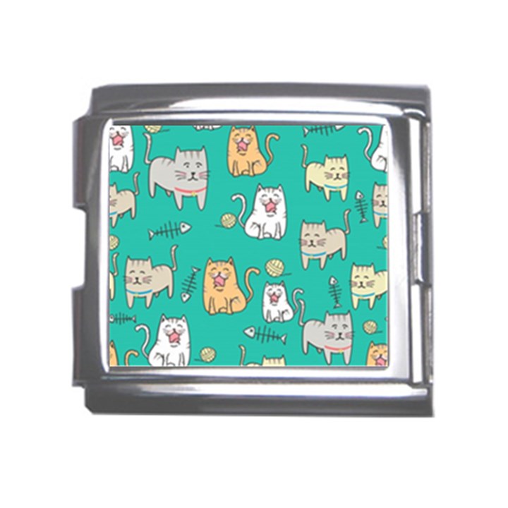 Seamless-pattern-cute-cat-cartoon-with-hand-drawn-style Mega Link Italian Charm (18mm)