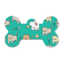 Seamless-pattern-cute-cat-cartoon-with-hand-drawn-style Dog Tag Bone (one Side) by Salman4z