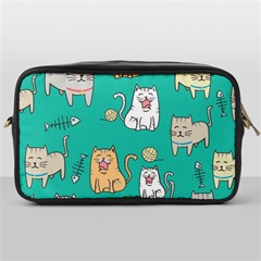 Seamless-pattern-cute-cat-cartoon-with-hand-drawn-style Toiletries Bag (one Side) by Salman4z