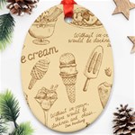 Ice-cream-vintage-pattern Oval Ornament (Two Sides) Back