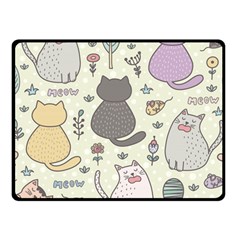 Funny Cartoon Cats Seamless Pattern Two Sides Fleece Blanket (small) by Salman4z