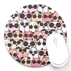 Cute-dog-seamless-pattern-background Round Mousepad by Salman4z