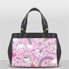 Beautiful-cute-animals-pattern-pink Oversize Office Handbag (2 Sides) by Salman4z