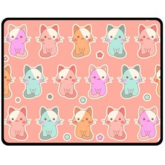 Cute-kawaii-kittens-seamless-pattern Two Sides Fleece Blanket (medium) by Salman4z