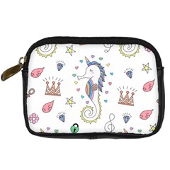 Seamless-pattern-cute-unicorn-cartoon-hand-drawn Digital Camera Leather Case by Salman4z