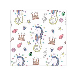 Seamless-pattern-cute-unicorn-cartoon-hand-drawn Square Satin Scarf (30  X 30 ) by Salman4z