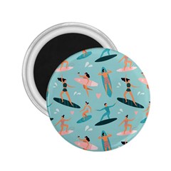 Beach-surfing-surfers-with-surfboards-surfer-rides-wave-summer-outdoors-surfboards-seamless-pattern- 2 25  Magnets by Salman4z