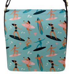 Beach-surfing-surfers-with-surfboards-surfer-rides-wave-summer-outdoors-surfboards-seamless-pattern- Flap Closure Messenger Bag (s) by Salman4z