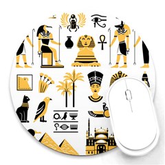 Egypt-symbols-decorative-icons-set Round Mousepad by Salman4z