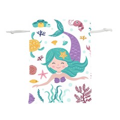 Set-cute-mermaid-seaweeds-marine-inhabitants Lightweight Drawstring Pouch (s) by Salman4z