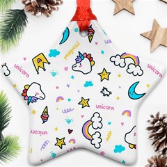 Unicorns-rainbows-seamless-pattern Star Ornament (two Sides) by Salman4z