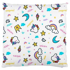 Unicorns-rainbows-seamless-pattern Large Premium Plush Fleece Cushion Case (two Sides) by Salman4z