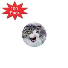 Cat Pet Art Abstract Watercolor 1  Mini Buttons (100 Pack)  by Jancukart