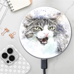 Cat Pet Art Abstract Watercolor Wireless Fast Charger(white) by Jancukart