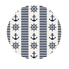 Nautical-seamless-pattern-vector-illustration Mini Round Pill Box by Salman4z