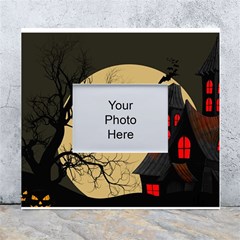 Halloween Moon Haunted House Full Moon Dead Tree White Wall Photo Frame 5  X 7  by Ravend