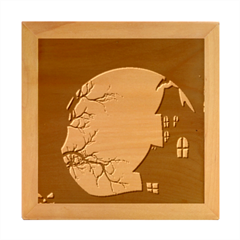 Halloween Moon Haunted House Full Moon Dead Tree Wood Photo Frame Cube by Ravend