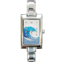 Wave Tsunami Tidal Wave Ocean Sea Water Rectangle Italian Charm Watch by Ravend