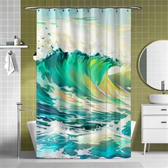 Waves Ocean Sea Tsunami Nautical Painting Shower Curtain 48  X 72  (small)  by Ravend