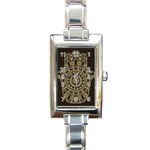 Hamsa-hand-drawn-symbol-with-flower-decorative-pattern Rectangle Italian Charm Watch Front