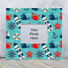 Seamless-pattern-nautical-icons-cartoon-style White Wall Photo Frame 5  X 7  by Salman4z