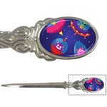 Cartoon-funny-aliens-with-ufo-duck-starry-sky-set Letter Opener Front