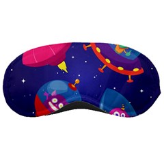 Cartoon-funny-aliens-with-ufo-duck-starry-sky-set Sleeping Mask by Salman4z