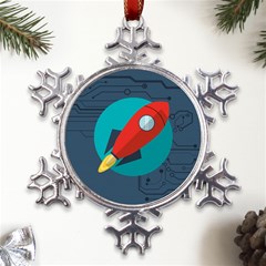 Rocket-with-science-related-icons-image Metal Large Snowflake Ornament by Salman4z