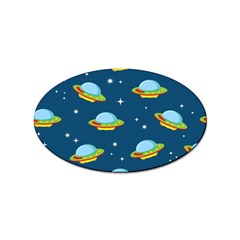 Seamless-pattern-ufo-with-star-space-galaxy-background Sticker (oval) by Salman4z