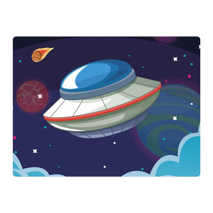 Ufo-alien-spaceship-galaxy Two Sides Premium Plush Fleece Blanket (Mini)